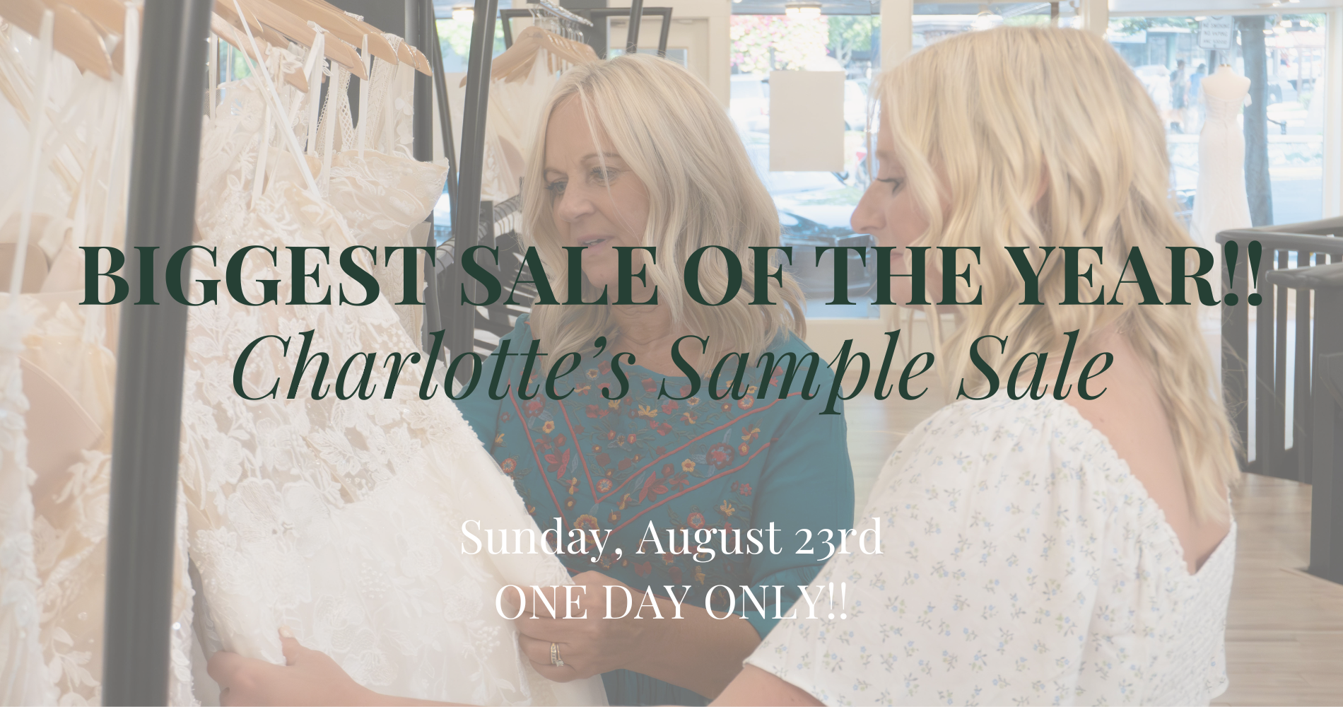 Sample Sale Sunday, August 23rd, 2026