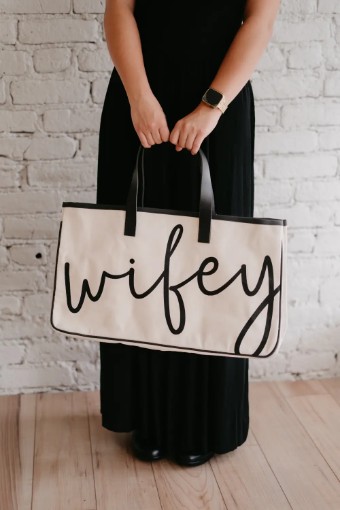 Bridal Swag #Wifey Canvas Tote #0 default Canvas/Black thumbnail