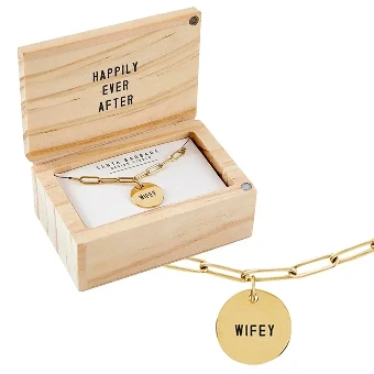 Bridal Swag #Wifey Link Charm Necklace #0 default Gold thumbnail