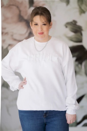 Bridal Swag #Bride Embroidered Sweatshirt #2 White thumbnail