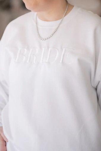 Bridal Swag #Bride Embroidered Sweatshirt #1 White thumbnail