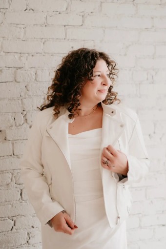 Bridal Swag #White Leather Bride Jacket #1 White thumbnail