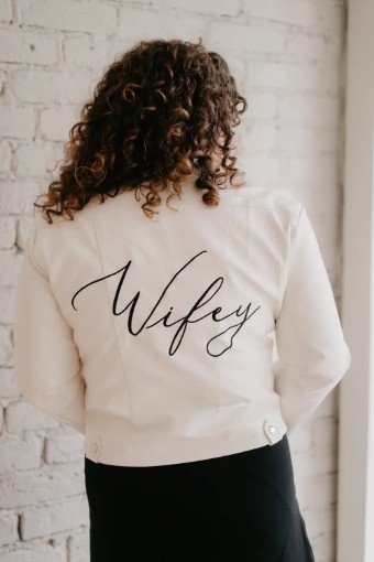 Bridal Swag #White Leather Bride Jacket #0 default White thumbnail
